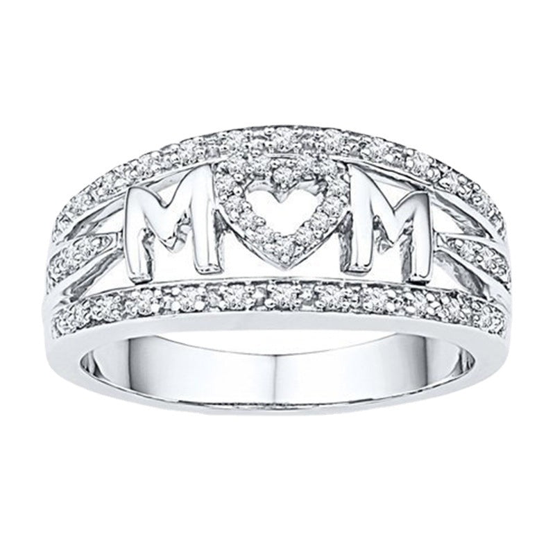 Venta al por mayor Anillos de aleación de corazón con incrustaciones de diamantes para el día de la madre